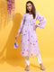 Vasthrlay Lavender Printed A-Line Kurtas